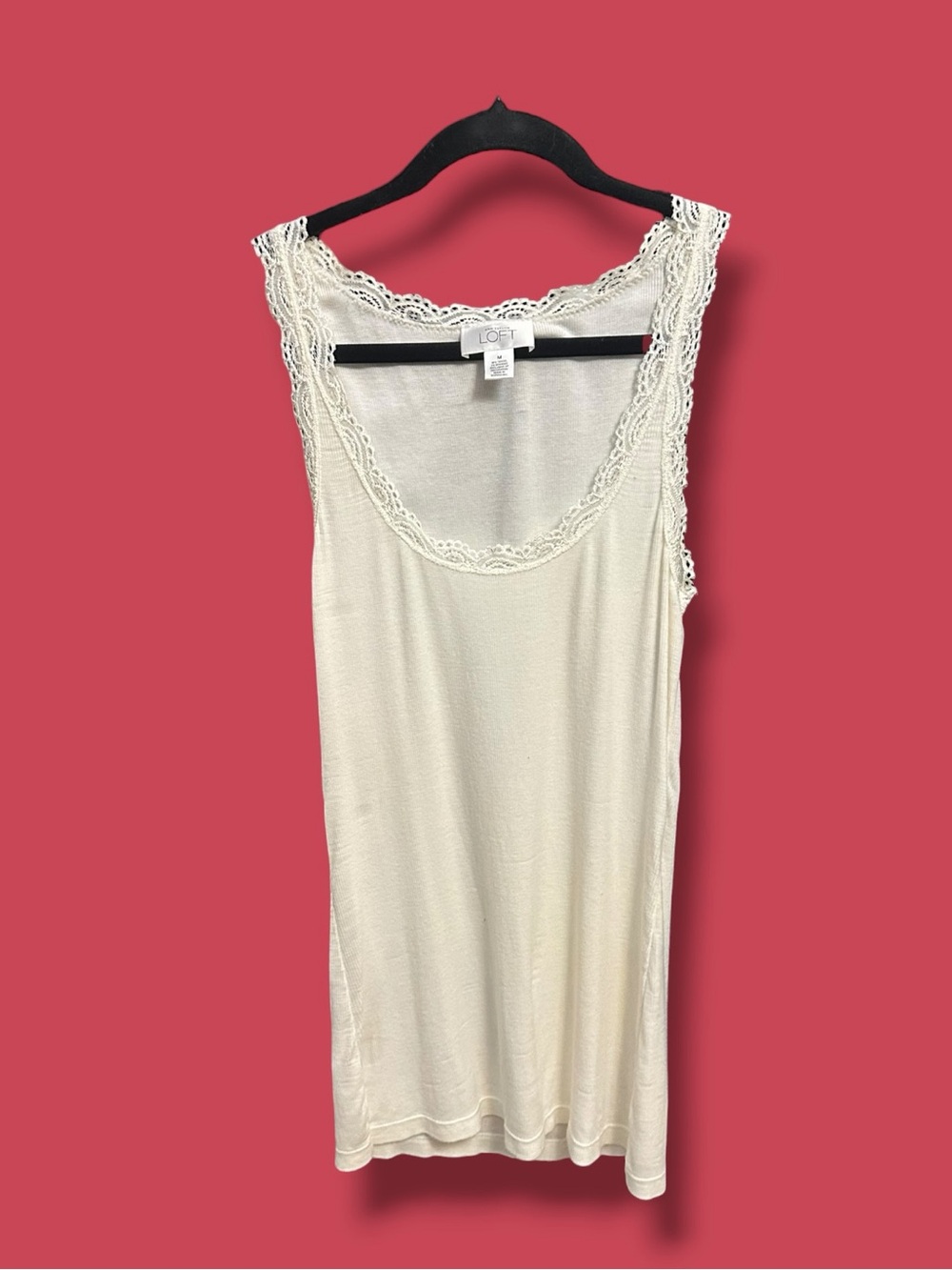 LOFT White Lace-Trim Slip Tank
